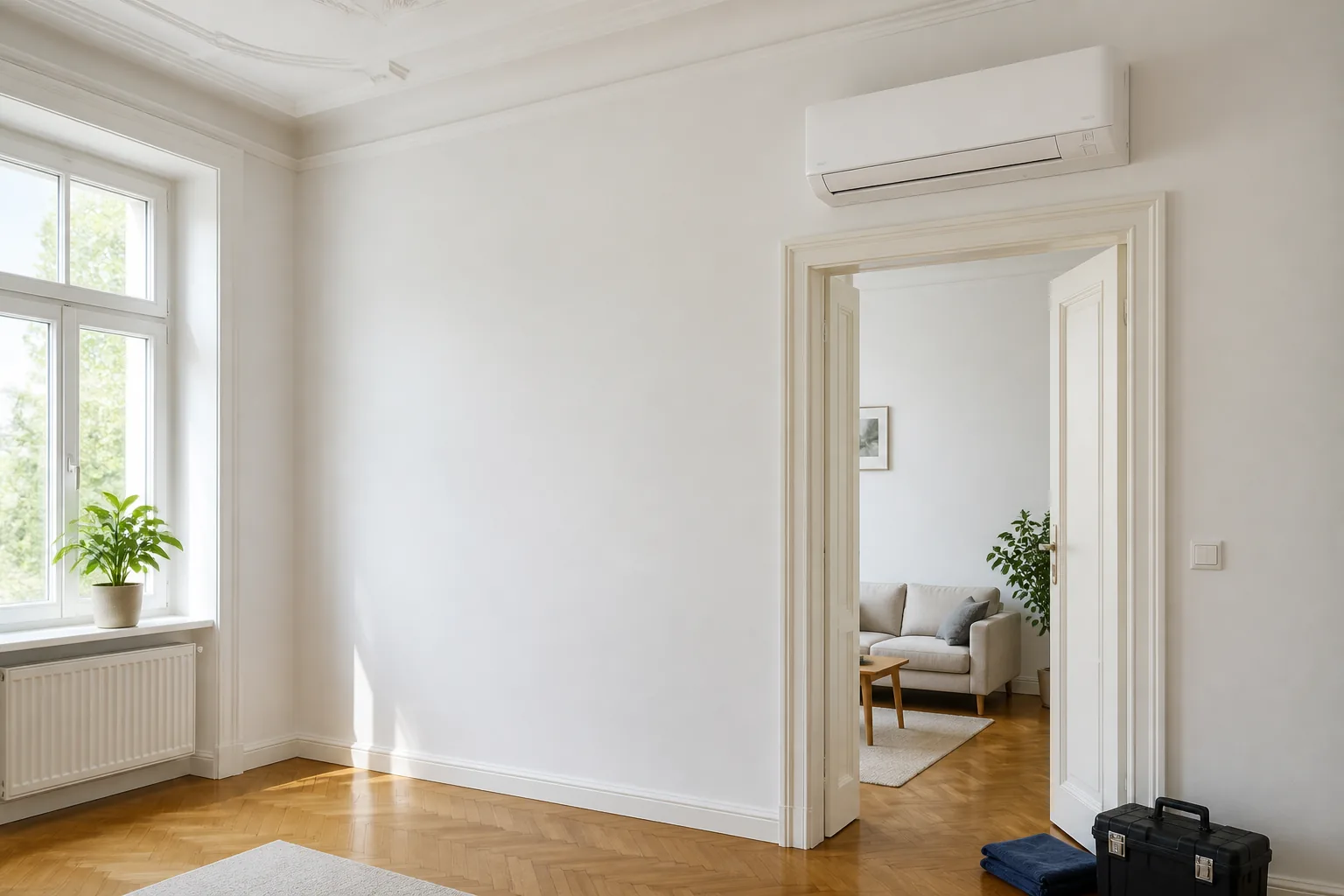 Fertig montierte Klimaanlage in einer Wiener Wohnung