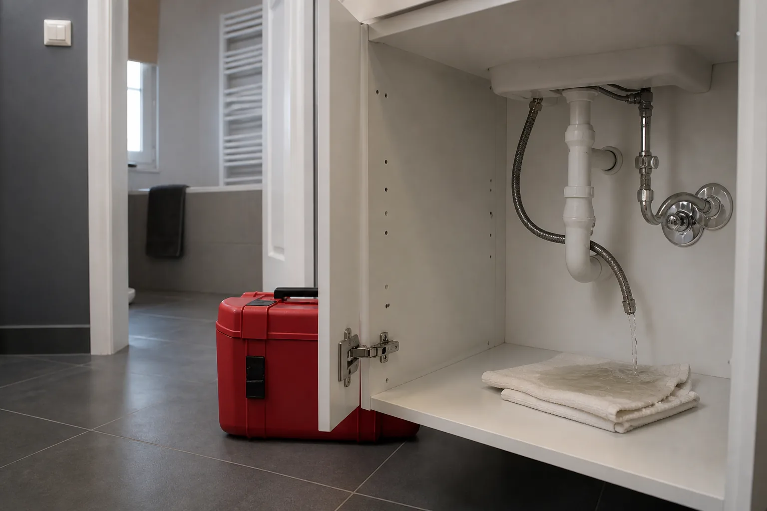 Installateur Notdienst bei einer undichten Leitung im Badezimmer